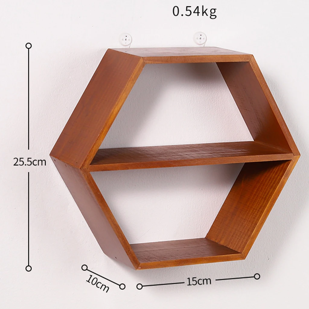 Hexagon Floating Display Home Shelves Bookshelf Wall Mounted Storage Organizer