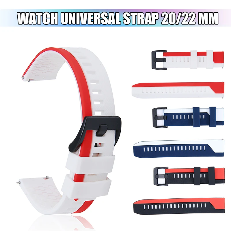

20/22MM Fashion Dual Colors Silicone Watchbands For Huawei Watch GT 2/GT 2E/GT Bracelet Strap Adjustable Replacement Watch Band