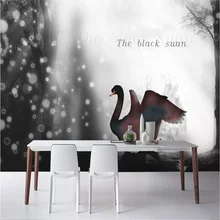 Профессиональные пользовательские Обои фреска абстрактные Ретро Черный лебедь декоративная живопись фон стены украшения