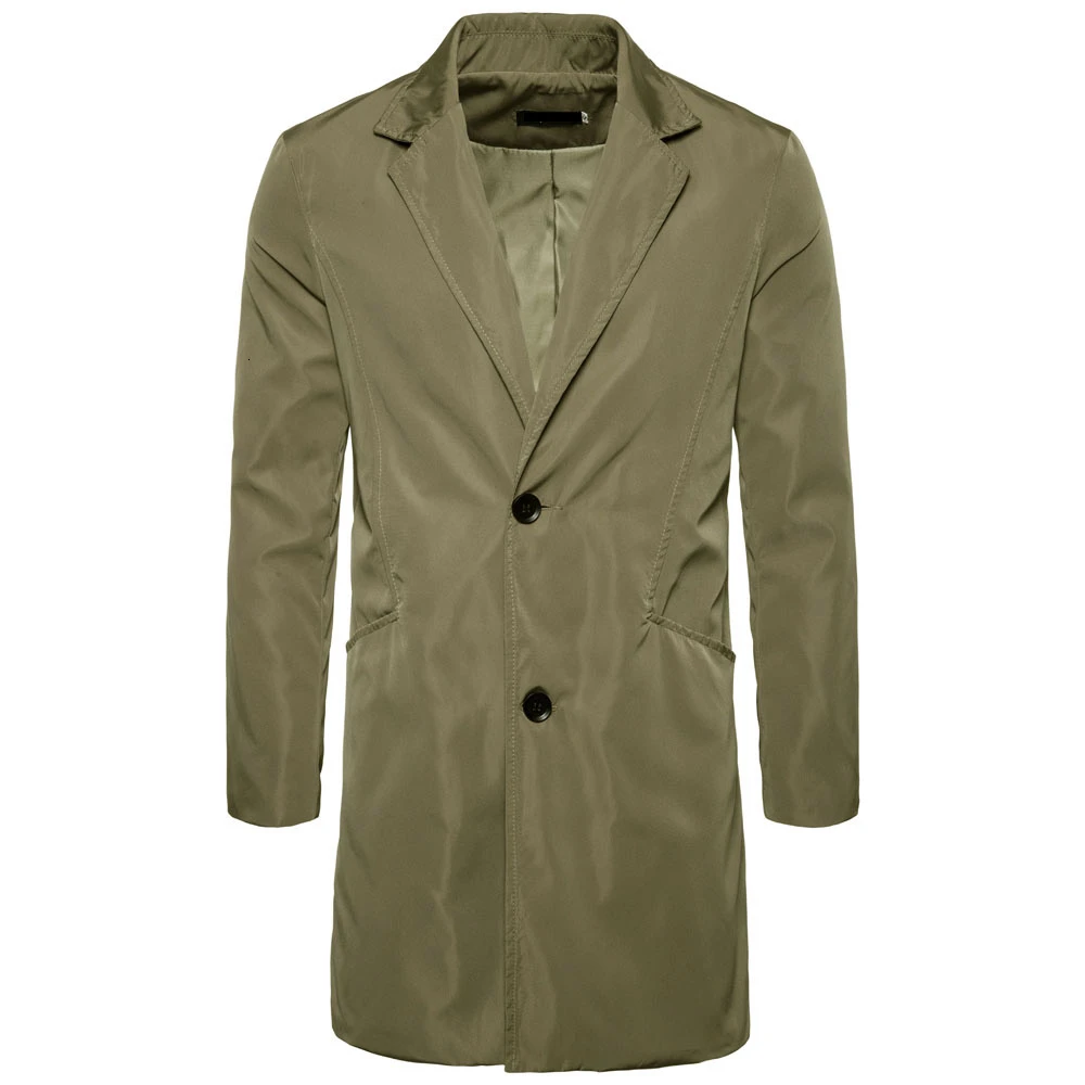 New Men's Long Trench Coat Male Autumn Winter Long Overcoat outerwear Men Solid Color Jackets Coat S-2XL