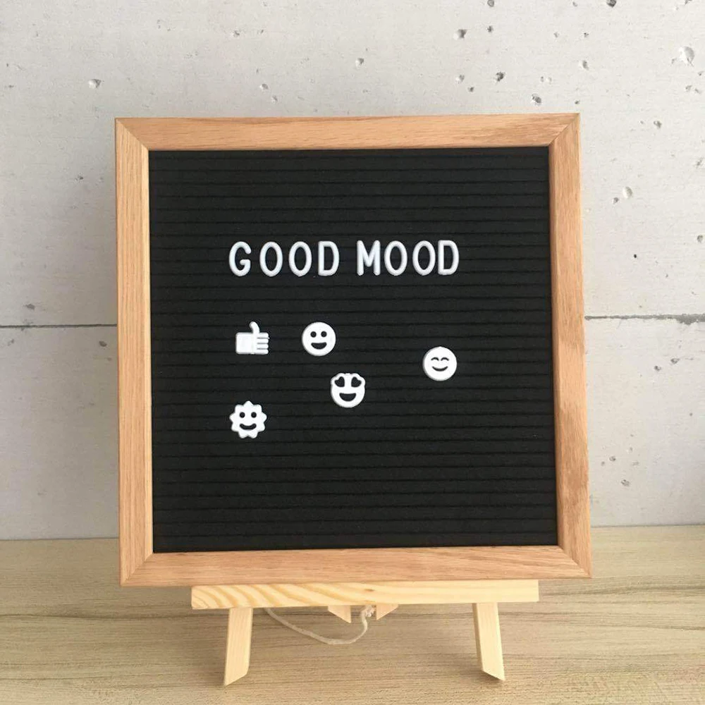 Felt Letter Board Wooden Frame Changeable Symbols Numbers Characters  Message Board Home Office Decor Birthday Gift for Kids