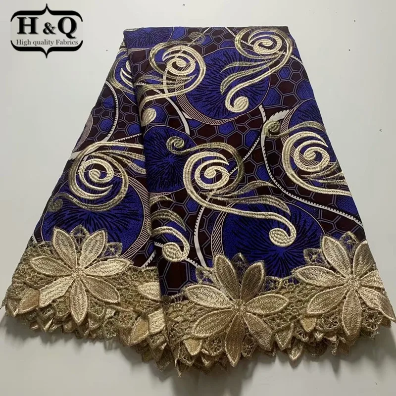 

H&Q african batik lace wax fabric embroidery 6 yards/pcs 2020 high quality nigerian guipure laces fabrics for women party dress