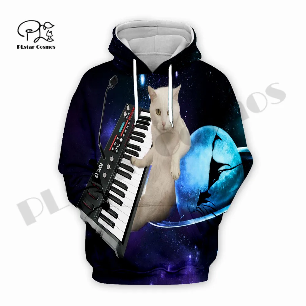 

PLstar Cosmos 3DPrinted Newest Funny Musical Cat Space Piano Hippie Unique Unisex Streetwear Harajuku Hoodies/Sweatshirt/Zip A-1