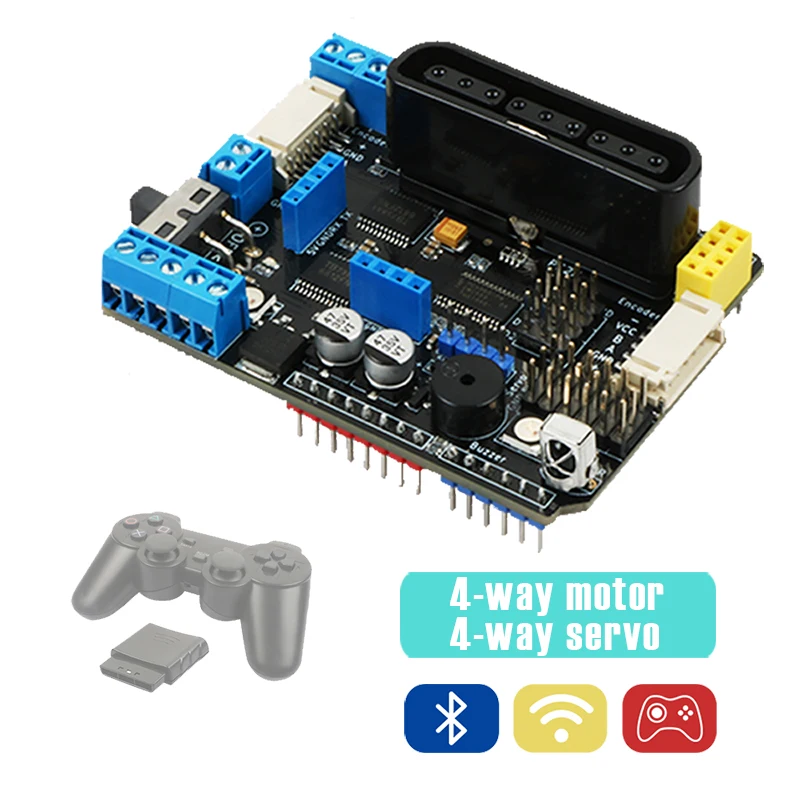 Compatible With Arduino R3 Four Way Motor Driver Board Ps2 Bluetooth Smart Car Robot Arm Tb6612fng Integrated Circuits Aliexpress
