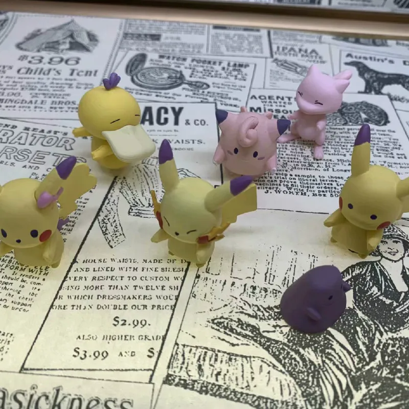Takara Tomy Pokemon Action Figure Toys Mewtwo Ditto Psyduck Pikachu Kids Gifts 4cm 6pcs/set Dolls
