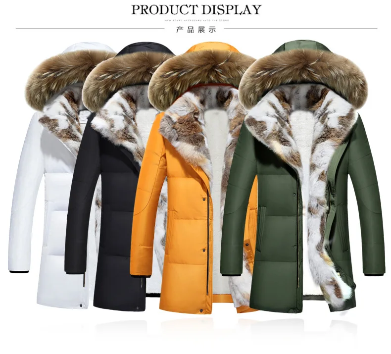 Мужская зимняя теплая куртка на утином пуху с капюшоном пальто толстая верхняя