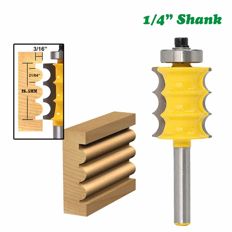 

1/4" 6.35mm Shank Milling Cutter Woodwork High Quality Triple Bead Column Molding Router Bit Tenon Cutter Woodworking MC01031
