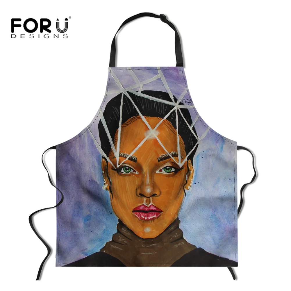 FORUDESIGNS/Регулируемый Кухонный Фартук с принтом Рианны, маслостойкие вечерние фартуки для барбекю, для выпечки, для леди, маникюрные фартуки - Цвет: YY1867R
