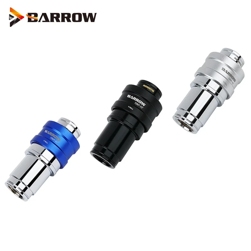 

Barrow Wate Valve Male To Female Water Cooling Seal Up Lock Quick Connector Stop Brass Fittings 1 set,Black Silver Bold TZKMF-V2
