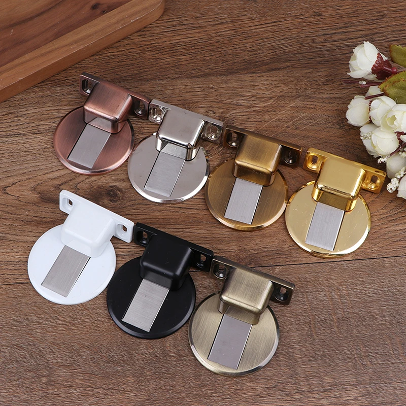 Magnetic Stainless Steel Door Stopper Hidden Door Holders Catch Floor Nail-free Doorstop Furniture Hardware 1pc door stopper magnetic door stopper