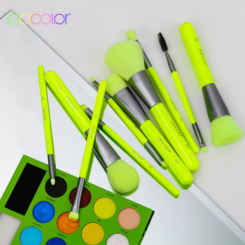 Docolor 10 шт. набор неоновых кистей для макияжа синтетическая Кабуки основа