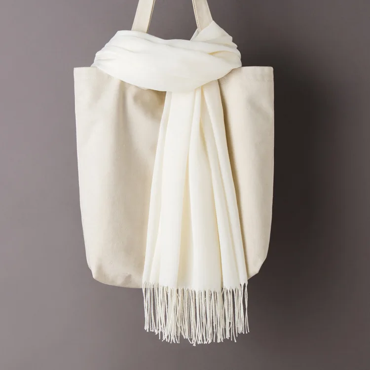 Milk white Scarf Женские однотонные кашемировые шарфы с кисточками, осень, новые мягкие теплые шарфы для девушек и женщин, тонкий длинный шарф, Женская шаль, мужской шарф - Цвет: Milk white Scarf