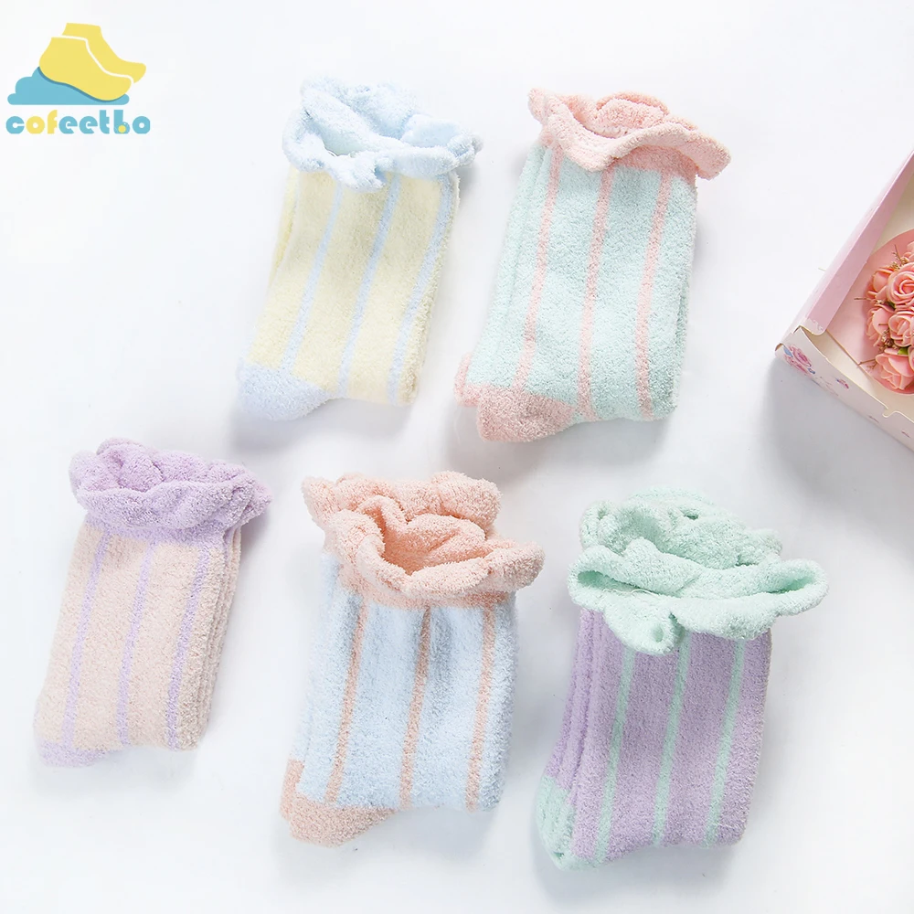 Яркие цветные полосатые хлопчатобумажные носки толстые плюшевые коралловые бархатные носки теплые осенне-зимние кашемировые мягкие носки для сна