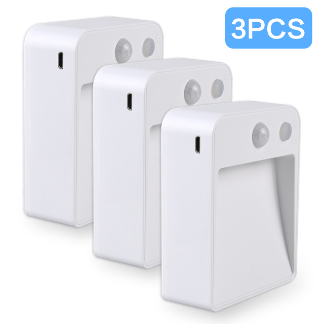 Wireless Lamp Battery Powered Kitchen Cabinet Light with Motion Sensor 2 Modes Stick On Lights for Stairs Wardrobe Wall Lamp
