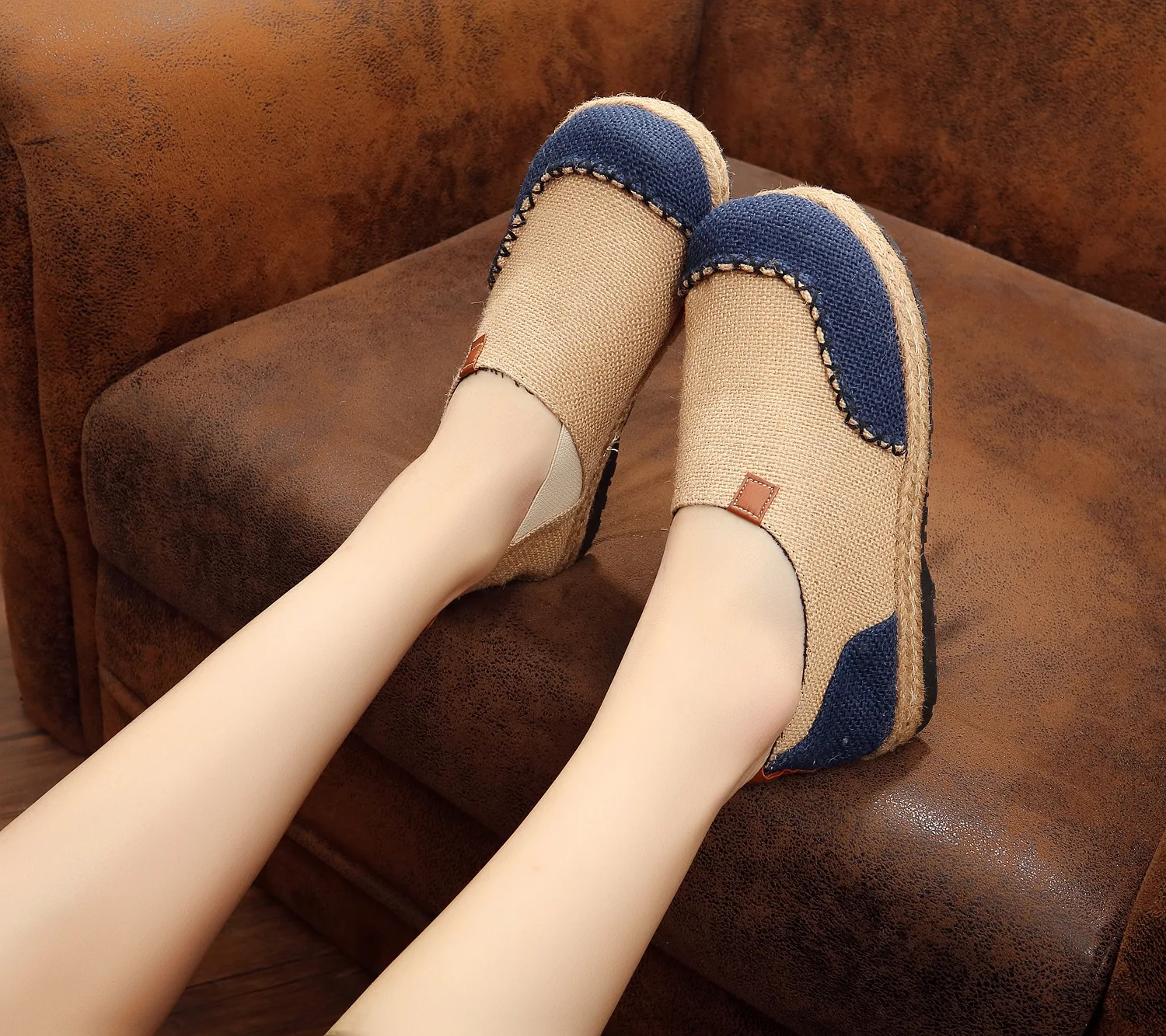 

N6031 New Style round-Toe Thailand Linen Shoes Cotton Linen Ethnic-Style Mixed Colors WOMEN'S Shoes Spring Low-Cut Flats