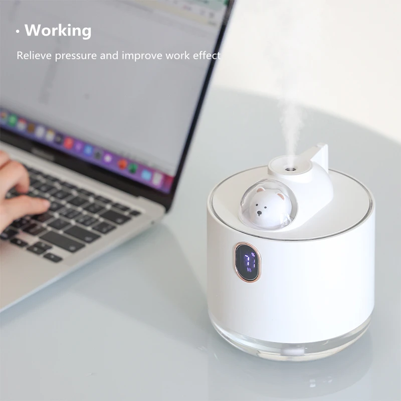 Lovely Pet 500ML Air Humidifier 2000mAh Chargeable Mist Maker Fogger LED Light Humidificador for Home Ultrasonic Aroma Diffuser
