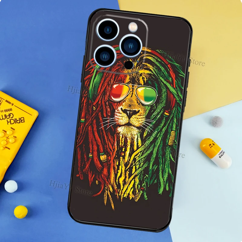 Rasta Lion Reggae Bob Marleys Case For iPhone 13 Pro Max 12 Mini 11 14 15 XS MAX XR 7 8 Plus SE Silicone Phone Cover