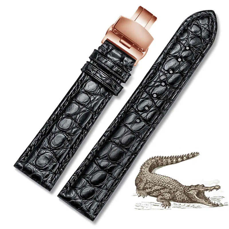 OTMENG высокое качество ремешок для часов 18 мм 19 мм 20 мм 21 мм 22 мм ремешок из крокодиловой кожи Подходит для всех брендов часы браслет - Цвет ремешка: Черный белый