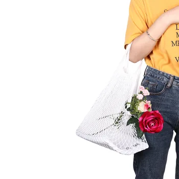 

Practical Mesh Net Shopping Bag Reusable Fruit Storage Handbag Shopping Bag Foldable Multi Color Waterproof Packaging