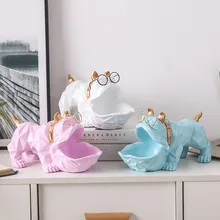 クリエイティブジオメトリブルドッグスナックホルダー電話テレビのリモコンキーホルダーリビングルームのコーヒーテーブルの装飾の最高のギフ(China)