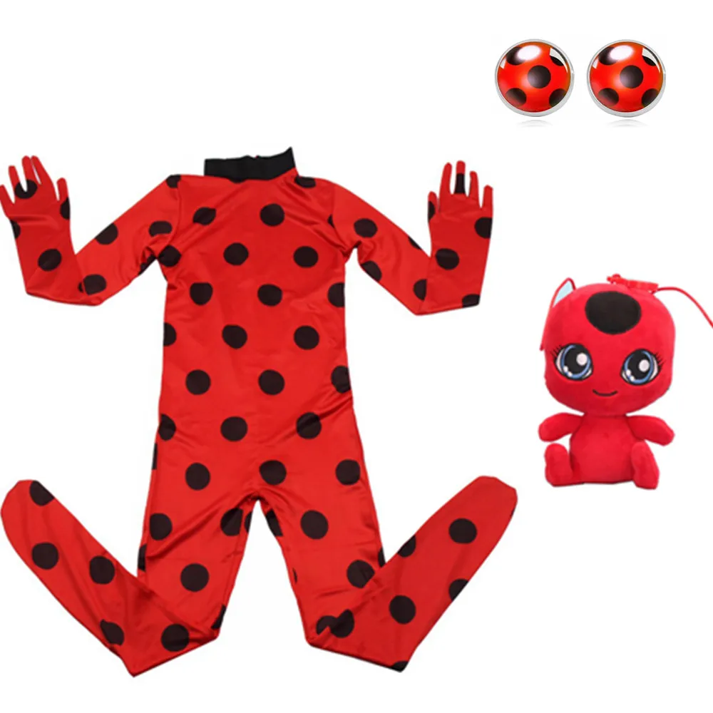 Christmas Fancy Lady Girls Costumes Bug Easter Cosplay Jumpsuit Black cat Children Spandex Costumes Bug for Kids Suits Wig Bag