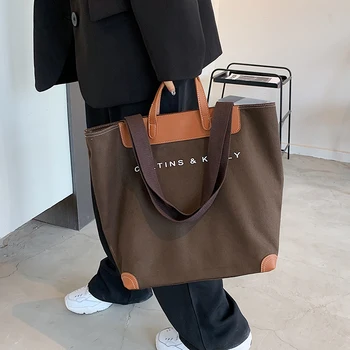 

HOT Original Design Ladies Large-capacity Bag Autumn/winter New Fashion Ins Canvas Shoulder Bag Tote Bag Bucket Bag Width: 42cm