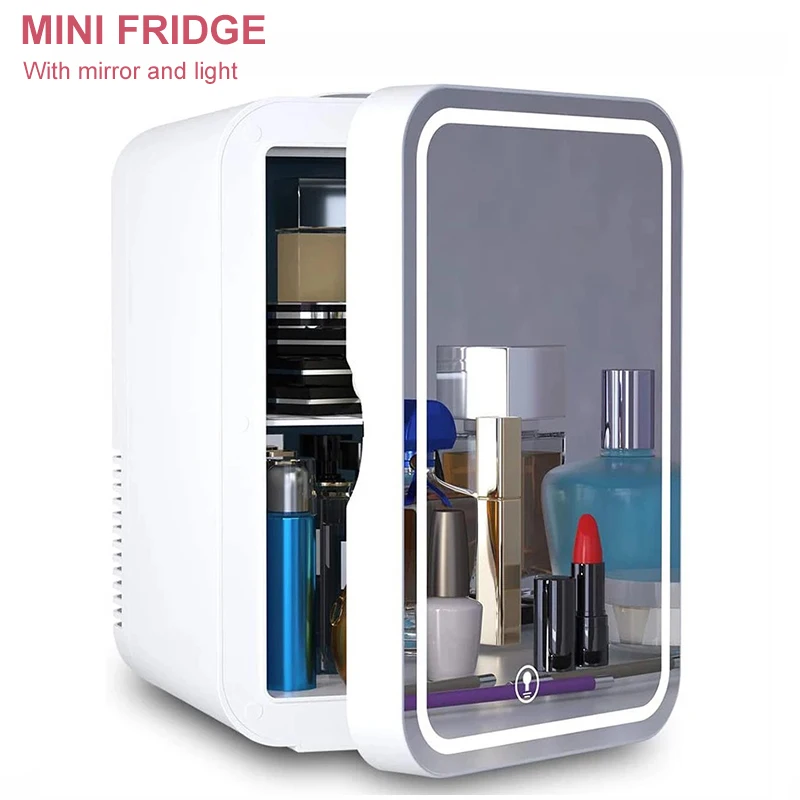 5L Mini Fridge Portable Storage Refrigerator With Led Light Mirror Cooler Home Car Use