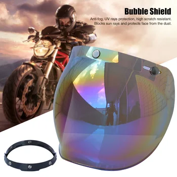 

Durable Retro Dustproof Windshield Scratch Resistant Bubble Visor Anti Fog Universal 3 Snap Riding Motorcycle Helmet Lens Set