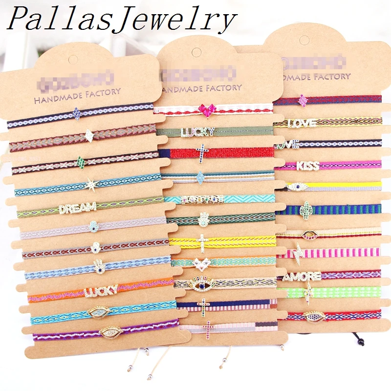 10 шт. плетеные браслеты Cz браслет с узором для женщин Pulseras Mujer богемные