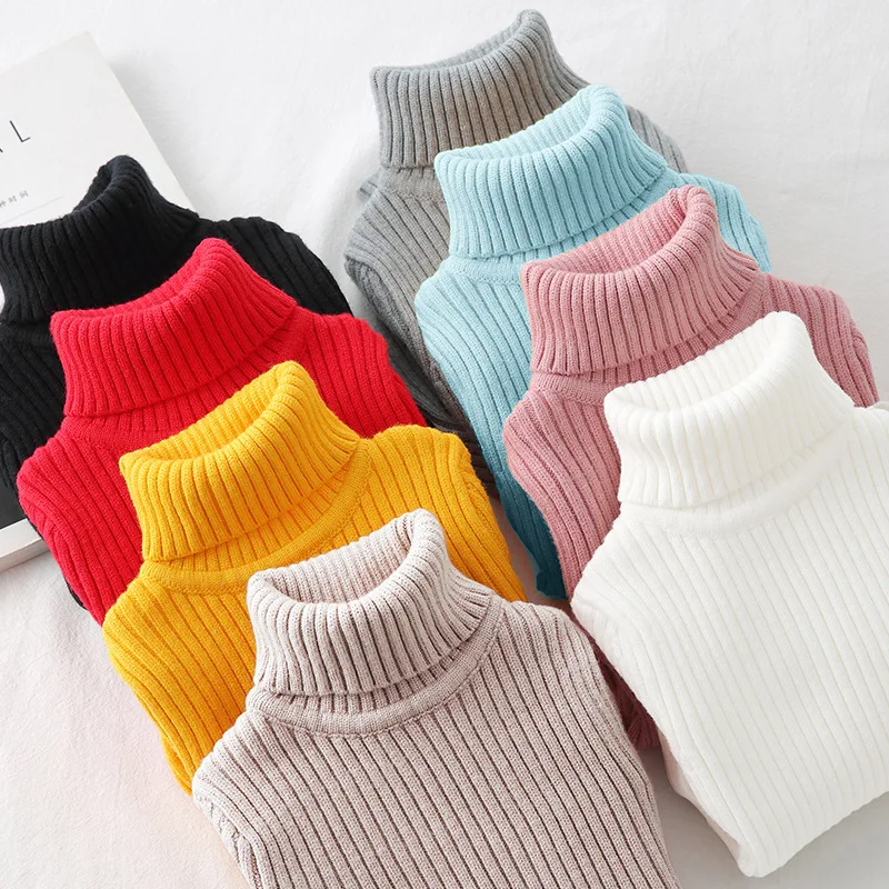 

Can Pick Code Girls High Collar Sweater Children Knitted 2019 Autumn And Winter New Style GIRL'S Baby Big Boy Base Shirt