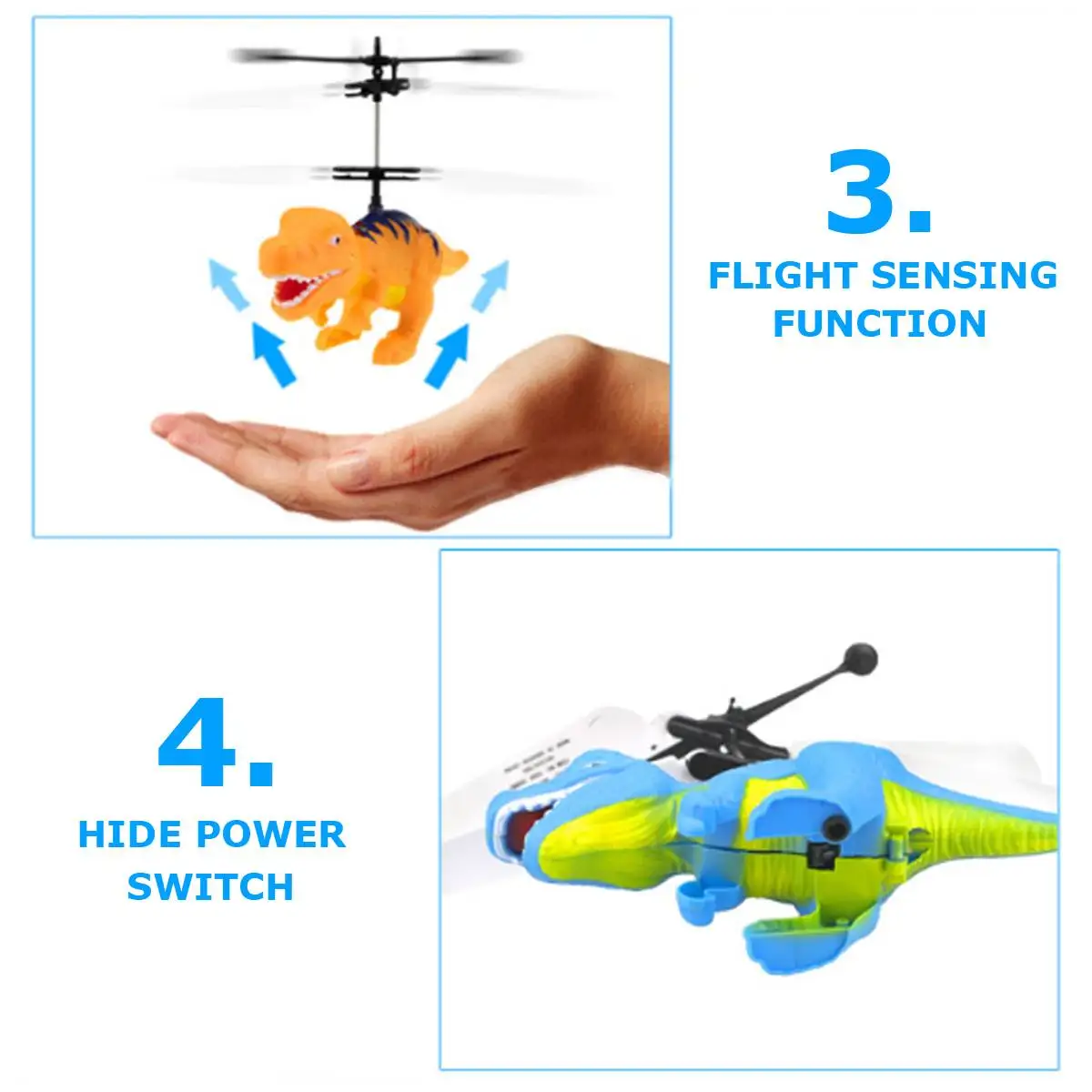 Электрический радиоуправляемый Летающий Динозавр, модель вертолета, светодиодный, светящаяся игрушка, тарелка, парящая, индуцированный инфракрасный датчик, плавающая игрушка для детей