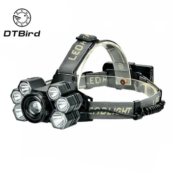

New Multifunctional 7LED Focus Headlamp USB Charging Head-mounted T6 Flashlight for Outdoor Camping, Hunting and Fishing