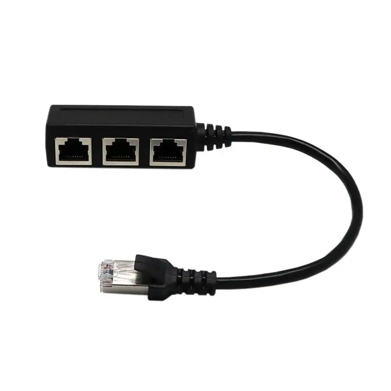 

New RJ45 Splitter Adapter, RJ45 1 Male to 3 Female Ports Socket Adapter Interface Ethernet Cable 8P8C Extender Plug LAN Network