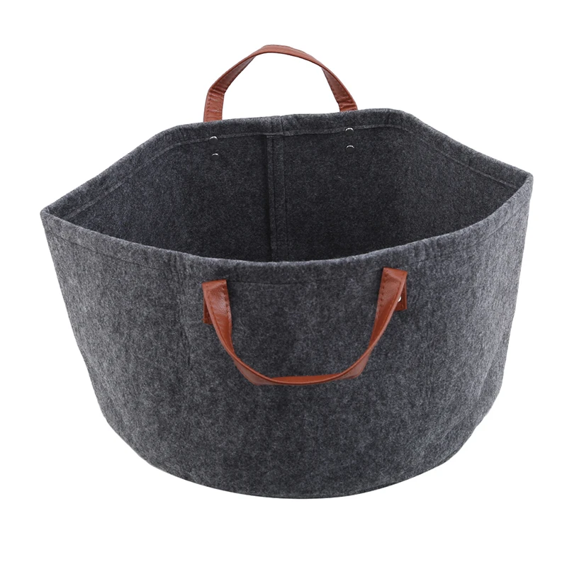 round medium Новая складная корзина для хранения, модная однотонная войлочная корзина для хранения, стоящая игрушка для хранения одежды, грязная одежда для дома - Цвет: round medium