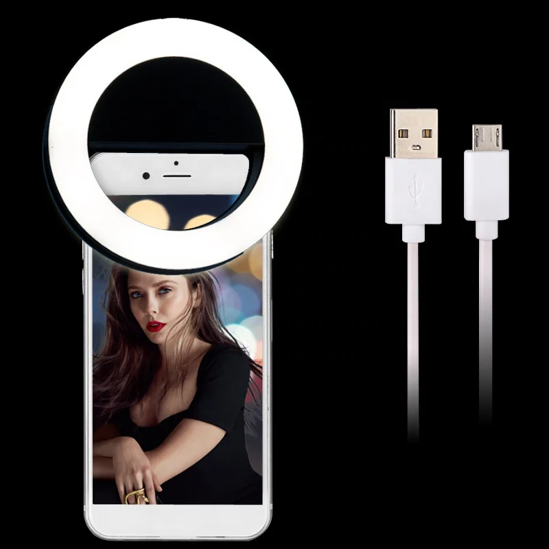 

Mini Selfie Light with Phone Clip Portable USB Charge Mobile Selfie Ring Lamp for IPhone Supplementary Lighting Selfie Enhancing