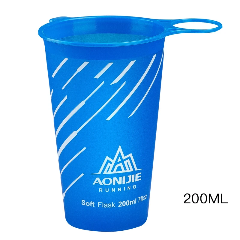 200ml Cup Dark Blue AONIJIE, 170 мл, 250 мл, 500 мл, TPU, бутылка для воды, чашка для воды, складной чайник без BPA, мягкая колба для бега, кемпинга, пеших прогулок, велоспорта - Цвет: 200ml Cup Dark Blue