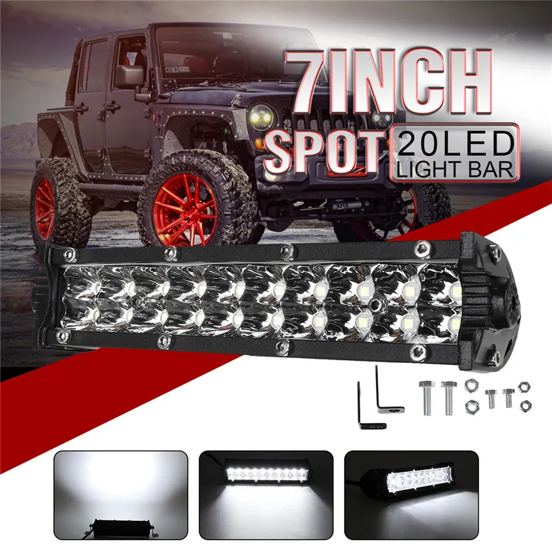 

7Inch LED Work Light Bar 60W Combo Beam IP67 12V 24V Light for Cars Led Work Light Bar for Offroad Tractor Truck 4x4 SUV