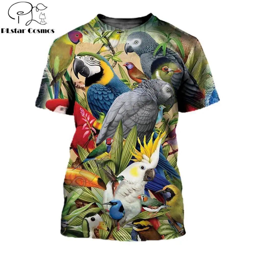 

2019 New summer Fashion t shirt men 3D Printed animal Parrots t-shirt Unisex Harajuku streetwear tops camiseta masculina YW848