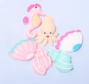 

Shell conch seahorse Resin Cabochon Kawaii Flatback Embellishment DIY hair bow Accessories Scrapbooking Crafts Decoration