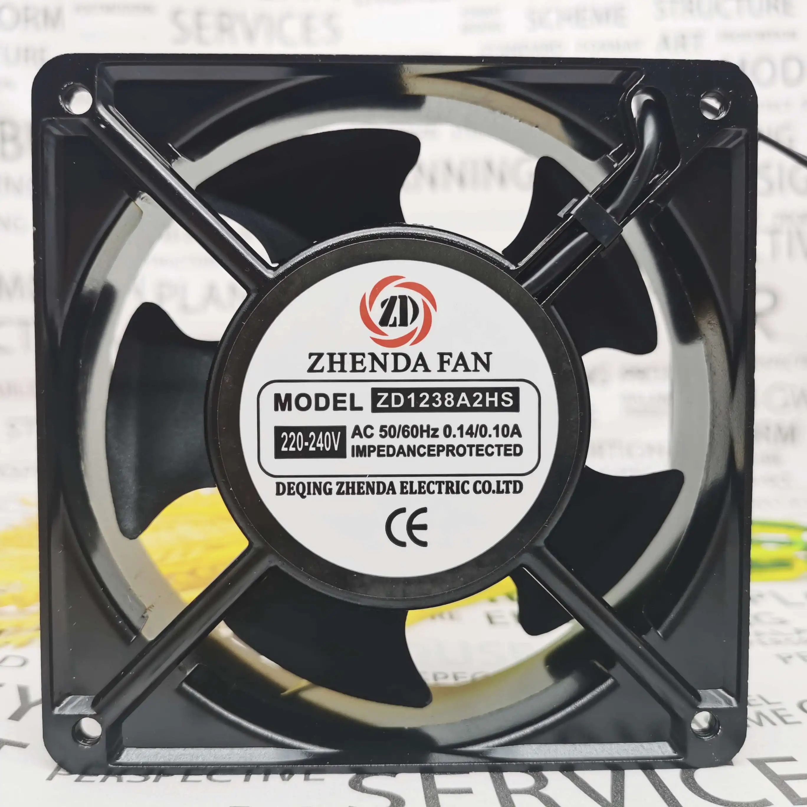 Zhendafan Zd1238a2hs ac 220v 0.14a 2-fio 120x120x38 mm Servidor Ventilador de Refrigeração