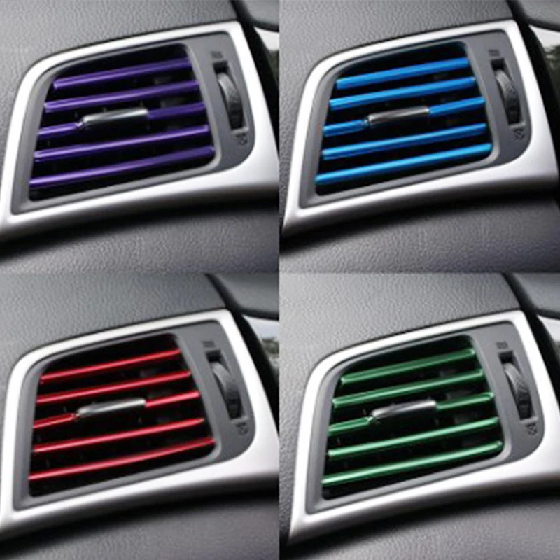 10PCS Bandes intérieures de garniture accessoires de voiture Bande de  Sortie d'Air, Climatisation de Voiture Bande de Grille d'Aération de  Voiture