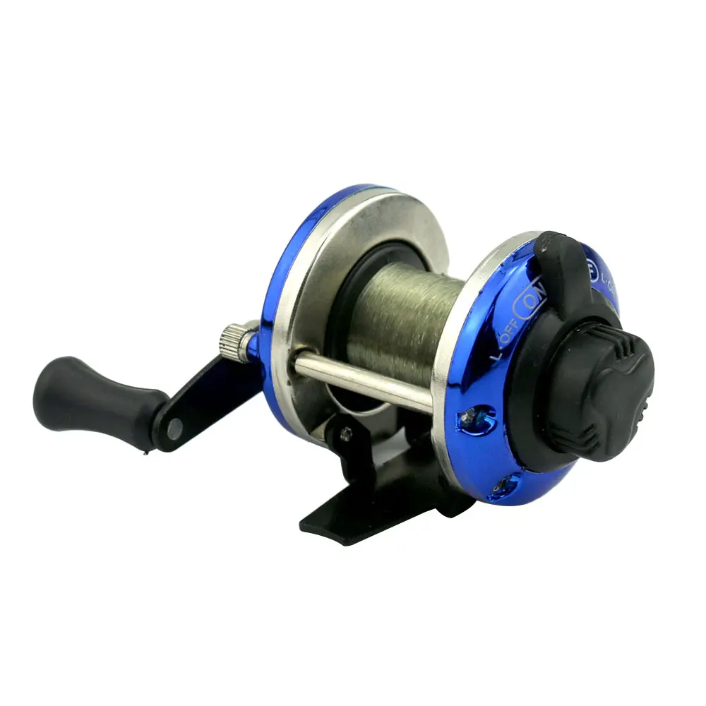 Blue Mini Fishing Tackle Winter Outdoor with Line Alloy Waterproof Spinning Wheel Fishing Reel Gapless High Quality - Цвет: Blue