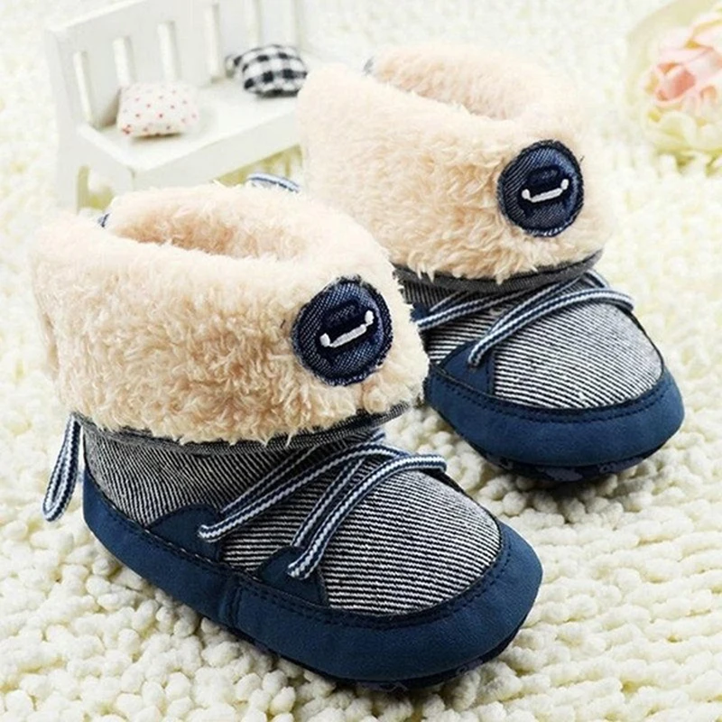

Fleece Boots Toddler Girl Boy Wool Snow Crib Shoes Winter Warm Boots First Walkers New Shoes