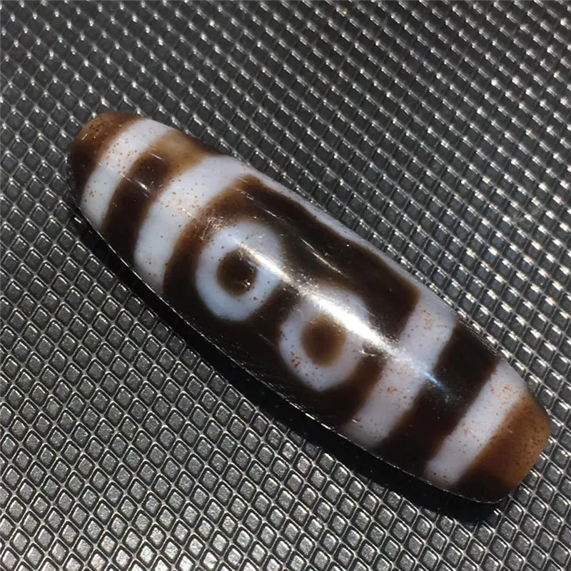 

191014-2 Tibetan Loosing Beads Magic Cinnabar 5 Eyes Natural Agate 12mmx38mm Dzi Beads Stone Collectible