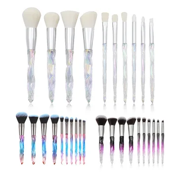 

10Pcs Crystal Makeup Brushes Set Powder Foundation Fan Brush Eye Shadow Eyebrow Professional Blush Makeup Brush Tools