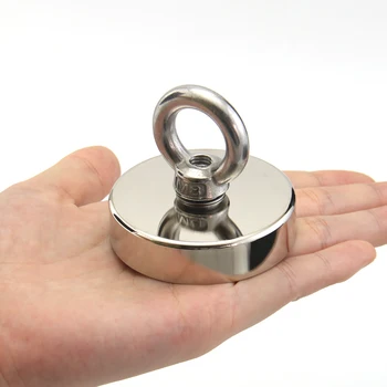 

4 Sizes Strong Powerful Round Neodymium Magnet hook salvage magnet sea Fishing equipment Holder Pulling Mounting Pot with ring