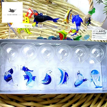 

Custom handmade Gradient Navy floating glass fish miniature Figurine aquarium decoration charms pendant Sea World animal statues