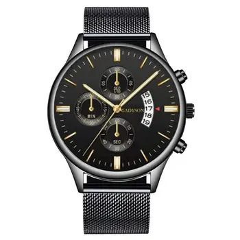 

GADYSON Fashion Men Sub-Dial Decor Calendar Mesh Strap Analog Quartz Wrist Watch