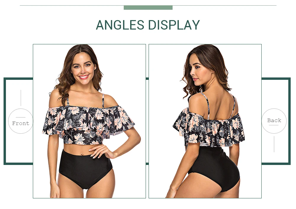 Flower Print Flounce Padded Bikini Set