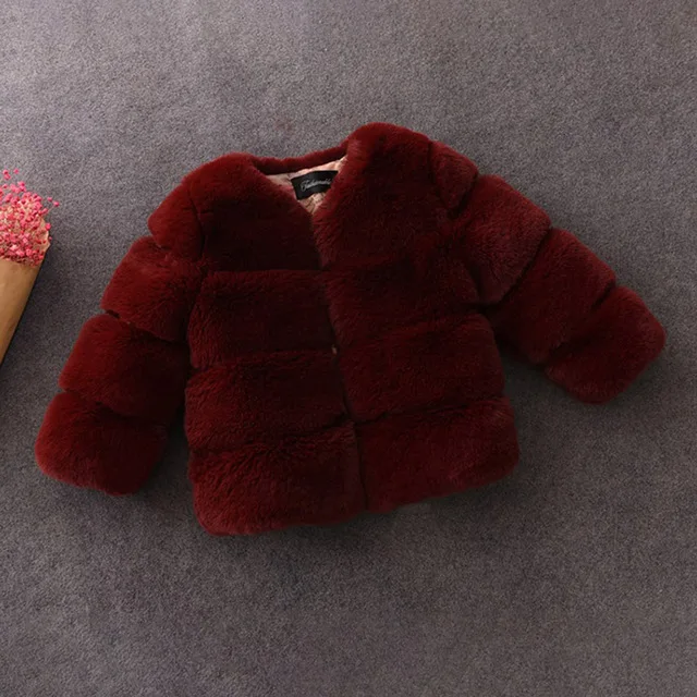 J Модное меховое пальто для девочек; мягкие зимние куртки с искусственным мехом для маленьких детей; плотные теплые парки; Верхняя одежда для детей; Эксклюзивная Одежда для девочек - Цвет: J